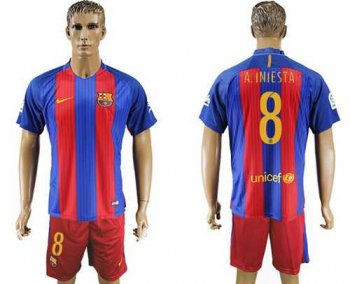 Barcelona #8 A.Iniesta Home Soccer Club Jersey