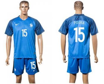 France #15 Pogba Home Soccer Country Jersey