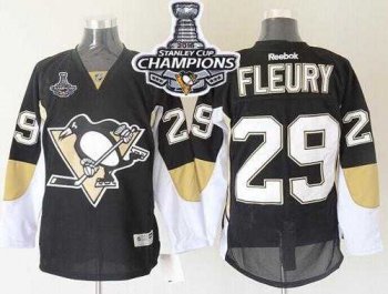 Pittsburgh Penguins #29 Andre Fleury Black 2016 Stanley Cup Champions Stitched NHL Jersey