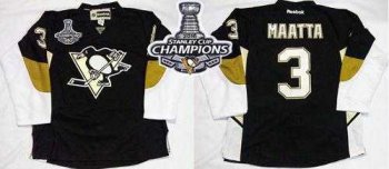 Pittsburgh Penguins #3 Olli Maatta Black Home 2016 Stanley Cup Champions Stitched NHL Jersey