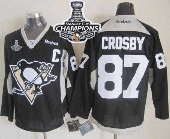 Pittsburgh Penguins #87 Sidney Crosby Black Practice 2016 Stanley Cup Champions Stitched NHL Jersey