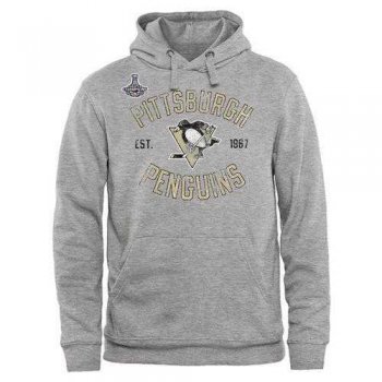 Pittsburgh Penguins Heritage 2016 Stanley Cup Champions Pullover Hoodie Ash