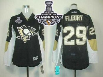 Women's Pittsburgh Penguins #29 Andre Fleury Black 2016 Stanley Cup Champions Home Stitched NHL Jersey