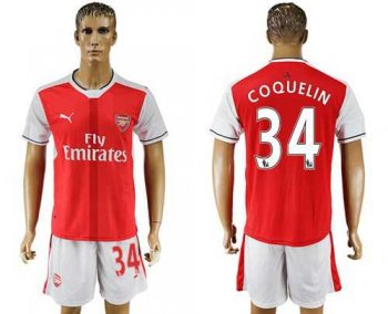 Arsenal #34 Coquelin Home Soccer Club Jersey