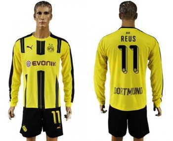 Dortmund #11 Reus Home Long Sleeves Soccer Club Jersey