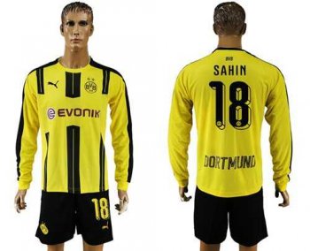 Dortmund #18 Sahin Home Long Sleeves Soccer Club Jersey