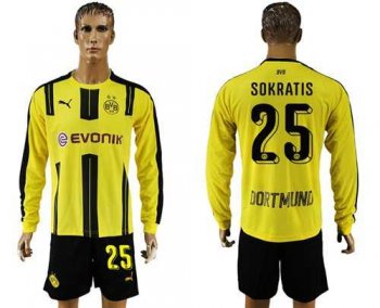 Dortmund #25 Sokratis Home Long Sleeves Soccer Club Jersey