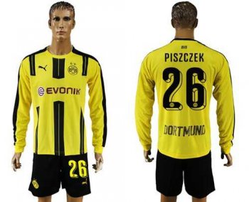 Dortmund #26 Piszczek Home Long Sleeves Soccer Club Jersey