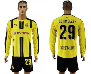 Dortmund #29 Schmelzer Home Long Sleeves Soccer Club Jersey