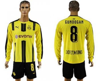 Dortmund #8 Gundogan Home Long Sleeves Soccer Club Jersey