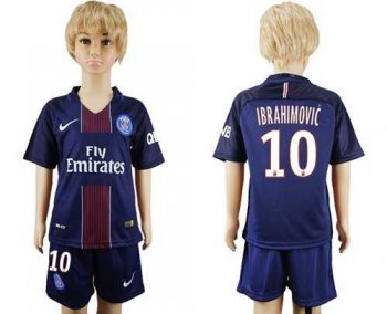 Paris Saint-Germain #10 Ibrahimovic Home Kid Soccer Club Jersey