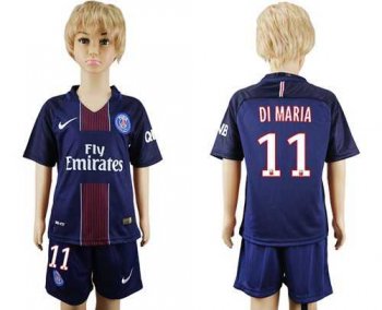 Paris Saint-Germain #11 Di Maria Home Kid Soccer Club Jersey