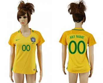 Women's Brazil Personalized Home Soccer Country Jersey