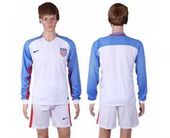 USA Blank Home Long Sleeves Soccer Country Jersey