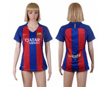 Women's Barcelona Blank Home Soccer Club Jersey