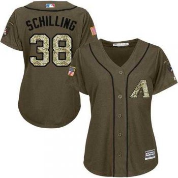 Women's Arizona Diamondbacks #38 Curt Schilling Green Salute to Service Baseball Jersey