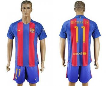 Barcelona #11 Neymar Jr Home With Blue Shorts Soccer Club Jersey