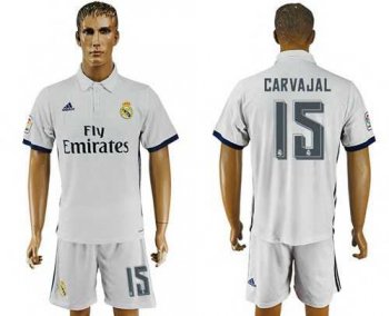 Real Madrid #15 Carvajal White Home Soccer Club Jersey