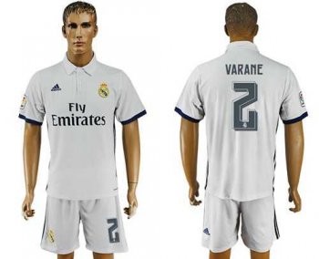 Real Madrid #2 Varane White Home Soccer Club Jersey