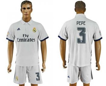 Real Madrid #3 Pepe White Home Soccer Club Jersey