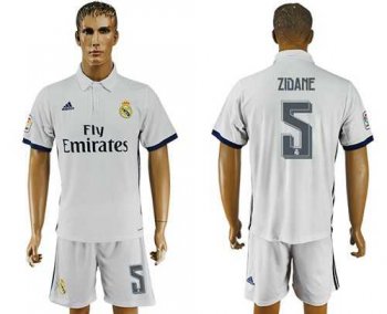 Real Madrid #5 Zidane White Home Soccer Club Jersey