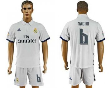 Real Madrid #6 Nacho White Home Soccer Club Jersey