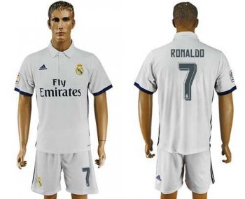 Real Madrid #7 Ronaldo White Home Soccer Club Jersey