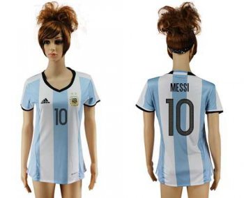 Women's Argentina #10 Messi Home Soccer Country Jersey