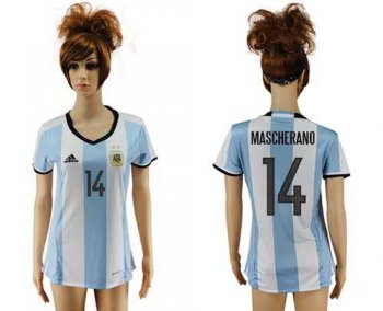 Women's Argentina #14 Mascherano Home Soccer Country Jersey