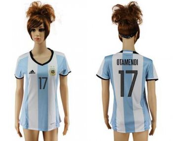 Women's Argentina #17 Otamendi Home Soccer Country Jersey