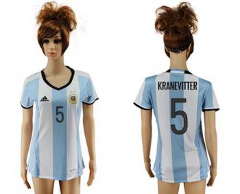 Women's Argentina #5 Kranevitter Home Soccer Country Jersey