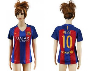 Women's Barcelona #10 Messi Home Soccer Club Jersey