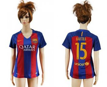 Women's Barcelona #15 Bartra Home Soccer Club Jersey