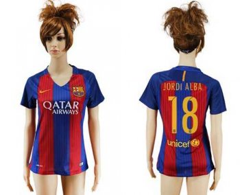 Women's Barcelona #18 Jordi Alba Home Soccer Club Jersey