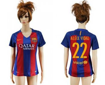 Women's Barcelona #22 Aleix Vidal Home Soccer Club Jersey