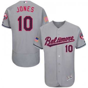 Baltimore Orioles #10 Adam Jones Grey Stitched 2016 Fashion Stars & Stripes Flex Base Baseball Jersey