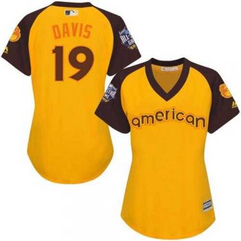 Women's Baltimore Orioles #19 Chris Davis Gold 2016 All-Star American League Stitched Baseball Jersey