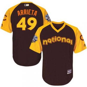 Youth Chicago Cubs #49 Jake Arrieta Brown 2016 All-Star National League Stitched Baseball Jersey