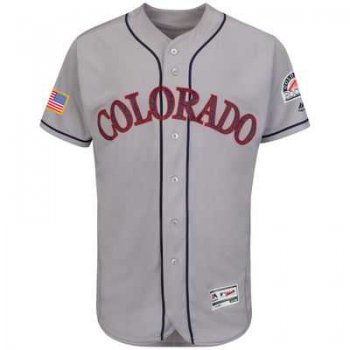 Colorado Rockies Blank Grey Stitched 2016 Fashion Stars & Stripes Flex Base Baseball Jersey