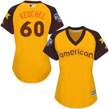 Women's Houston Astros #60 Dallas Keuchel Gold 2016 All-Star American League Stitched Baseball Jersey