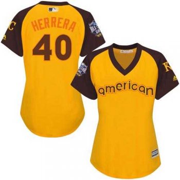 Women's Kansas City Royals #40 Kelvin Herrera Gold 2016 All-Star American League Stitched Baseball Jersey