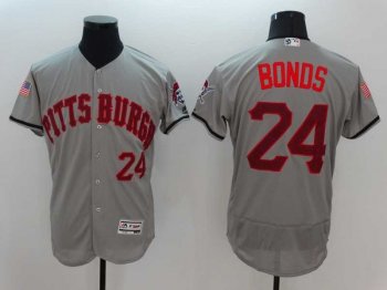 Men's Pittsburgh Pirates #24 Barry Bonds Grey Stitched 2016 Fashion Stars & Stripes Flex Base Baseball Jersey