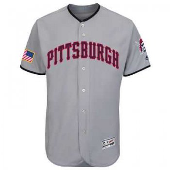 Pittsburgh Pirates Blank Grey Stitched 2016 Fashion Stars & Stripes Flex Base Baseball Jersey