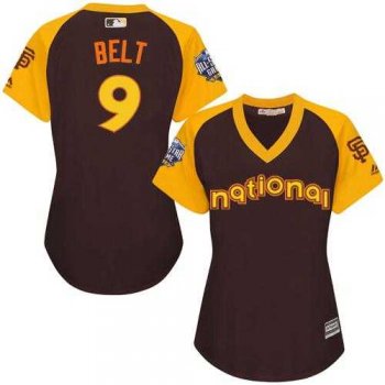 Women's San Francisco Giants #9 Brandon Belt Brown 2016 All-Star National League Stitched Baseball Jersey