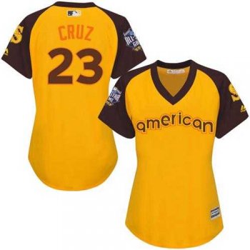 Women's Seattle Mariners #23 Nelson Cruz Gold 2016 All-Star American League Stitched Baseball Jersey