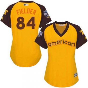 Women's Texas Rangers #84 Prince Fielder Gold 2016 All-Star American League Stitched Baseball Jersey