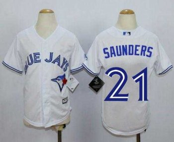 Youth Toronto Blue Jays #21 Michael Saunders White Cool Base Stitched Baseball Jersey