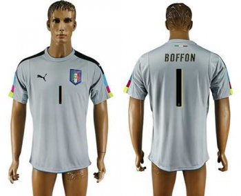 Italy #1 Boffon Grey Goalkeeper Soccer Country Jersey