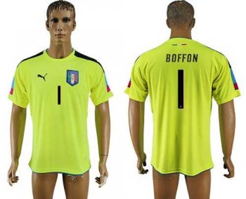 Italy #1 Boffon Shiny Green Goalkeeper Soccer Country Jersey