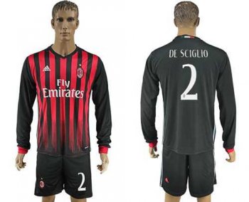 AC Milan #2 De Sciglio Home Long Sleeves Soccer Club Jersey